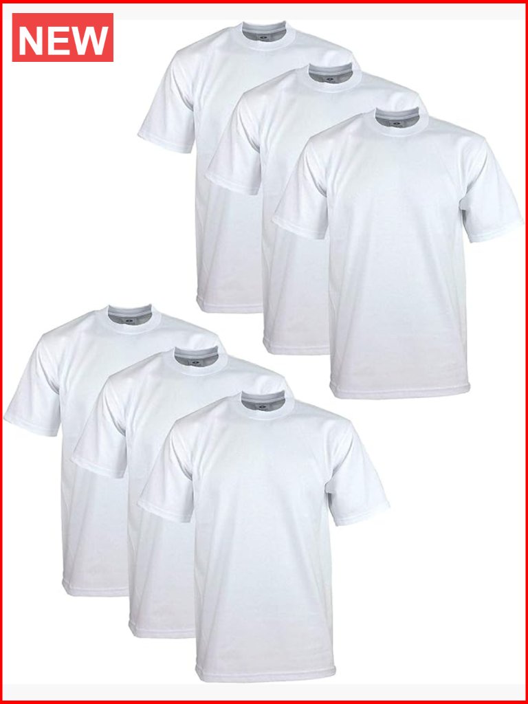 6-Pack Heavyweight Cotton Short Sleeve Crew Neck T-Shirts
